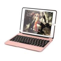 For iPad Air 2 iPad 6 Ultra Thin Aluminum Bluetooth Russian/Hebrew/Spanish Keyboard Smart Case Cover With 7 Colors LED Backlight