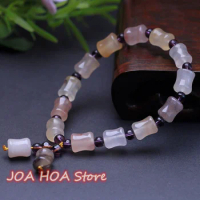 Top Quality Gold Silk Jade Violet Bamboo Bead Bracelet Hetian-Jade Single Circle Original Ecological Pattern Bangle Fine Jewelry