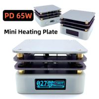 PD 65W Mini Hot Plate OLED Display SMD Preheater Type-C Preheating Heating Plate for PCB Board Soldering Desoldering Repair Tool