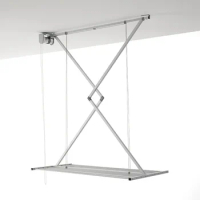 Mini vertical folding clothes drying rack, ceiling-mounted clothes drying rack, pulley clothesline, 50.4x21.25x9.8 inches