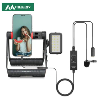 BOYA VK-R1X Foldable Smartphone Video Rig with Lavalier Microphone,Led Light,Handheld Stabilizer Filmmaking Case Tripod Mount