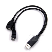 USB 2.0 A 1 Male to 2 Dual USB Female Data Hub Power Adapter Y Splitter USB Charging Power Cable Cord Extension Cable