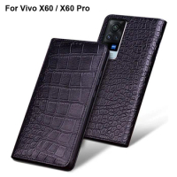 Genuine Leather flip phone Case For Vivo X60 case back For Vivo X60 Pro X 60 Pro case back cover Shell