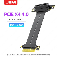 JEYI PCIe 4.0 X4 Riser Cable, 90°-180° Angle PCIe Extension Cable For Mining Rig Card, Network Card,