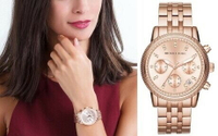 樂天卡滿5千回饋10%｜美國代購  台灣現貨 MK 6077 玫瑰金 三眼 時尚腕錶 手錶