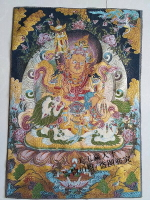 宗教佛像 刺繡版畫 西藏唐卡刺繡畫 織錦布畫絲織畫 黃財神