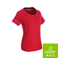 【RATOPS】女Wincool圓領短袖T恤 (爬線)『櫻紅/暗藍』DB-8873