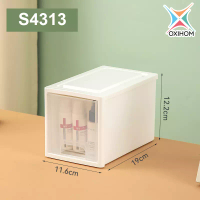 Oxihom Oxihom S4313 Laci Plastik Susun 1 Drawer Storage Organizer Stackable Warna Transparan Putih