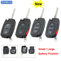 Ecusells 2/3/4B Remote Car Key Shell Case For Audi A2 A3 A4 A6 A8 TT Large / Small Battery Position for CR2032 CR1620 Battery