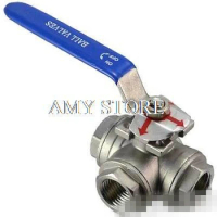 DN40 1-1/2" 3 Way Female BSPP SS304 Stainless Steel Type T or L Port Mountin Pad Ball Valve Vinyl Handle WOG1000