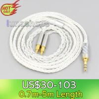 LN006563 2.5mm 4.4mm XLR 8 Core Silver Plated OCC Earphone Cable For Audio Technica ATH-ADX5000 ATH-MSR7b 770H 990H A2DC