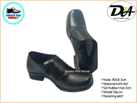 D&A Sepatu Pdh Wanita Kulit Asli R01B-3cm Standar Polri Model Terbaru Hitam Dof Resleting Aktif Sol 