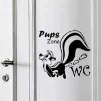 Pups Zone WC wall stickers toilet water closet room Decor Sticker DIY Vinyl Home Decals Cartoon Art Mural A-159