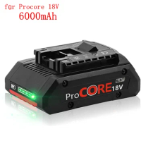 Improved 18V 6000mAh Li-Ion Battery for Procore 1600A016GB for Bosch 18Volt MaxCordlessPower Tool Drill Bit 21700 Cells Built-in