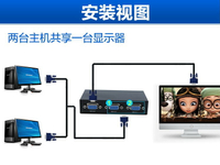 vga切換器2進1出電腦顯示器視頻轉換器分配器連接線兩口臺式主機監控高清信號共享屏幕二進一出一拖二1080p