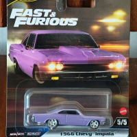 Mattel Fast & Furious 1966 Chevy Impala Mainan Mobil Diecast Koleksi 5/5 untuk Fans Film Aksi Model 