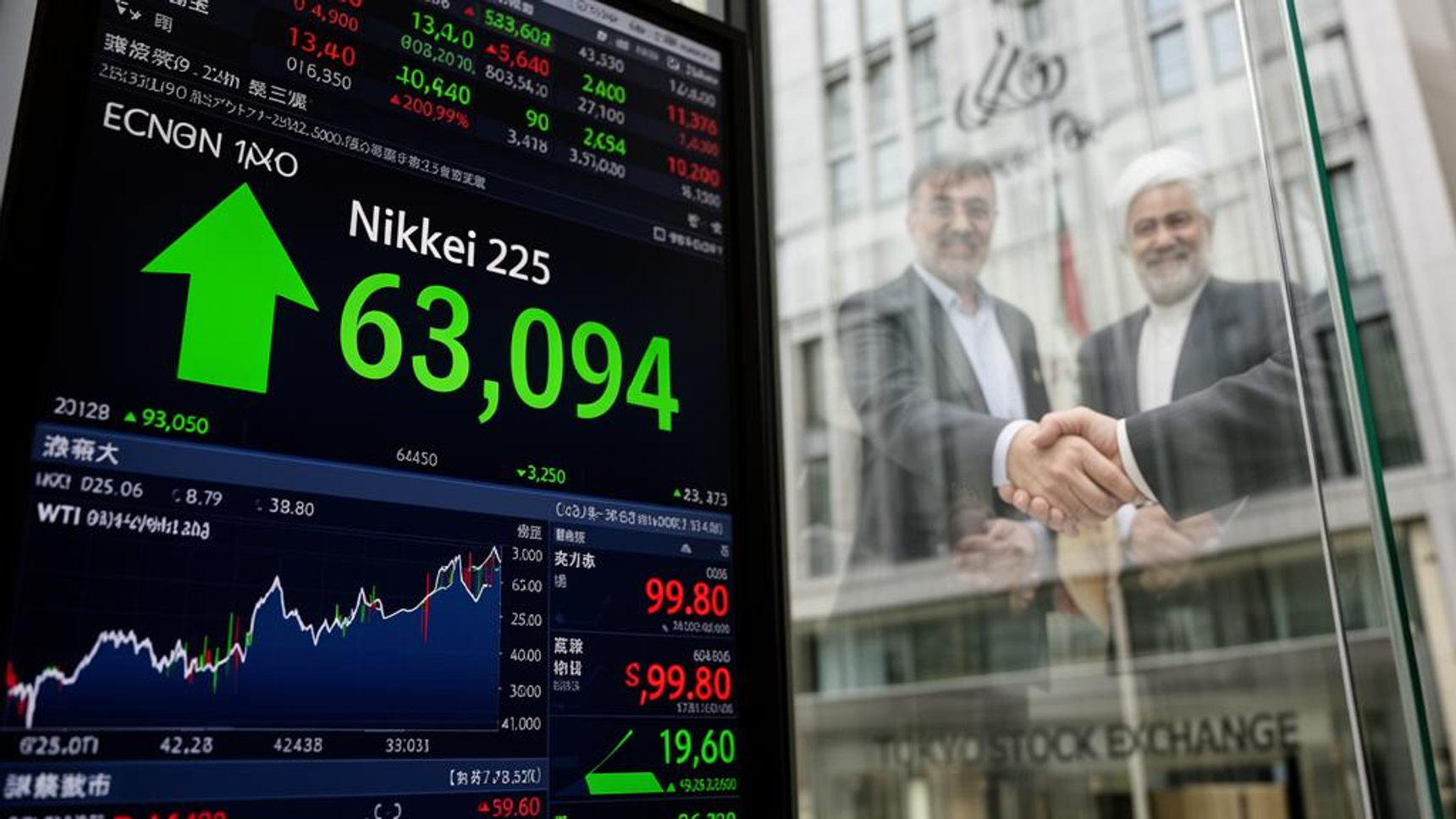 日経平均、1400円超高で6万3000円台回復 米イラン停戦期待で半導体株に 