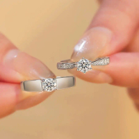 Cincin Titanium Pria Dan Wanita Anti Karat Adjustable Pasangan Couple Dewasa Berlian Zircon Moissani