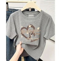 A0709 Nóng bán mùa hè， Phim hoạt hình in T-Shirt ，Đơn giản vòng cổ tay áo nữ T-Shirt ，Phong cách trẻ