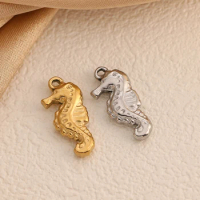 3Pcs Marine Anima Charm Stainless Steel 3D Shell Sea Horse Pendant Jewelry Making Supplies Diy Crafts Necklace Earring Accessory