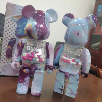 Bearbrick 400% 28cm High Nebula Is Dazzling In The Starry for Thousands Years Joints Rotate and Click Tabletop Decoration