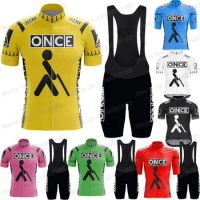 2022 ONCE Team Cycling Jersey Summer Set Retro Cycling Clothing Men Road Bike Suit Bicycle Bib Shorts MTB Ropa Ciclismo Maillot