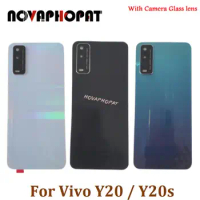 Novaphopat For Vivo Y20 Y20s Battery Cover Back Rear Door Housing Camera Glass Lens Frame