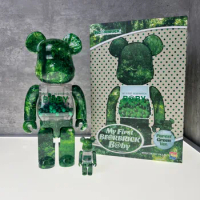 Bearbrick 400%+100% 28cm and 7cm Be@rbrick Set Forest Qianqiu Building Block Bear Ornament One Large and One Small Color Box