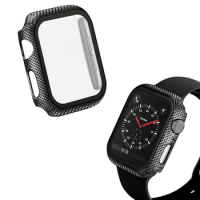 Tempered Glass Carbon Fiber Case for Apple Watch 1 2 3 4 5 38MM 40MM 42MM 44MM Cover Hard Watch Case for iWatch 5 Housing Funda
