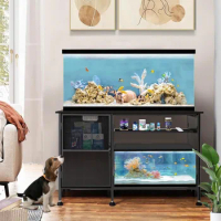 55-75 Gallon Fish Tank Stand -Metal Aquarium Stand with Cabinet for Tank Accessories Storage, Suitable