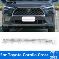 Front Bumper Grille Mesh Grid Racing Grill Cover Trim For Toyota Corolla Cross 2019-2021 2022 Chrome Accessories Car Styling