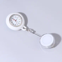 Nurse Pocket Watch Badge Reel Pocket Watch Nurse Fob Watch Clip- on Watch for Nurse Doctors, White