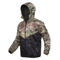 Men's Outdoor Cycling Skin Jackets Tactical Quick Dry Hooded Sunscreen Coat Waterproof Army Camouflage Bike Bicycle Thin Jacket