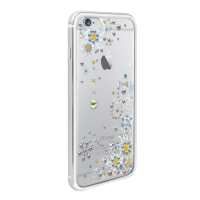 apbs iPhone6s/6 Plus 5.5吋施華彩鑽鋁合金屬框手機殼-銀色雪絨花