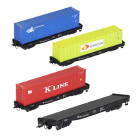 HO Scale 40FT Train Flat Shipping Container Carriage Car For Railway Transporter Model Freight Seabo