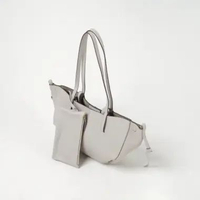 Tas POLENE CYME BRUME GREY TOTE BAG WITH POUCH MINI 100% ORIGINAL 30X22X7, 21X12CM