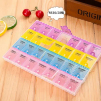 28 cell Pill Box Whole Month Medicine Organizer Week 7 Days Tablet Portable Storage Case Health Care Holder