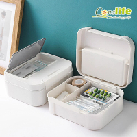 【Conalife】2入組 - 多用途卡扣式雙層收納盒(文具收納盒/醫藥箱)