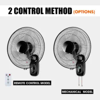 16 Inch Remote Wall Mounted Fan Oscillating Home Air Cooling Fan Timer 3 Gears Adjustable Living Room Electric Cooler Fan