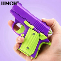 UNGH 3D Gravity Gun Straight Jump Mini Pistol Model Anti-stress Fidget Toys Children Push Card Stress Relief Toy for Kids Adult