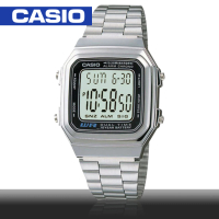 【CASIO 卡西歐】日系-銀色復古風電子錶(A178WA)