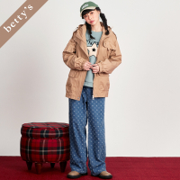betty’s專櫃款　點點緹花高腰牛仔寬褲(淺藍)