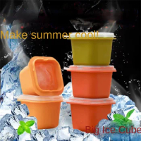 Hockey Ice Plaid Mold Silicone Household Small Block Ice Storage With Lid Large Block One-bite Summer Ice Box Artifact