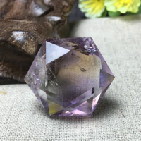 Natural amethyste big satellite pendant facets with rope free shipping