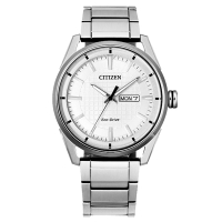 CITIZEN 光動能格紋設計時尚腕錶-銀(AW0080-57A)42mm