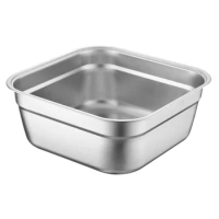 Square Basin Space Saving Stainless Mixing Bowls Steel Vegetable Washing Soup Serving Canteen Buffet Server Tray Savers