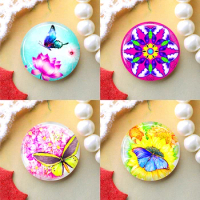10mm 12mm 25mm 14mm 16mm 18mm 20mm Photo Glass Cabochons Round Cameo Set Handmade Settings Stone Snap Butterfly DCX304