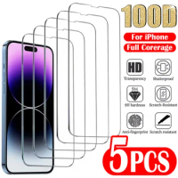 5Pcs Tempered Glass for IPhone 15 14 13 12 11 Pro Max Screen Protector for IPhone 11 13 12 Mini 7 8 Plus SE X XS XR 14 Pro Glass