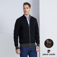 Pierre Cardin皮爾卡登 男款 純羊毛針織立領毛衣外套-黑色(5225413-99)
