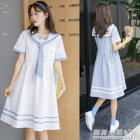 日系海軍風洋裝女夏小個子韓版學生少女小清新甜美森女系仙女裙